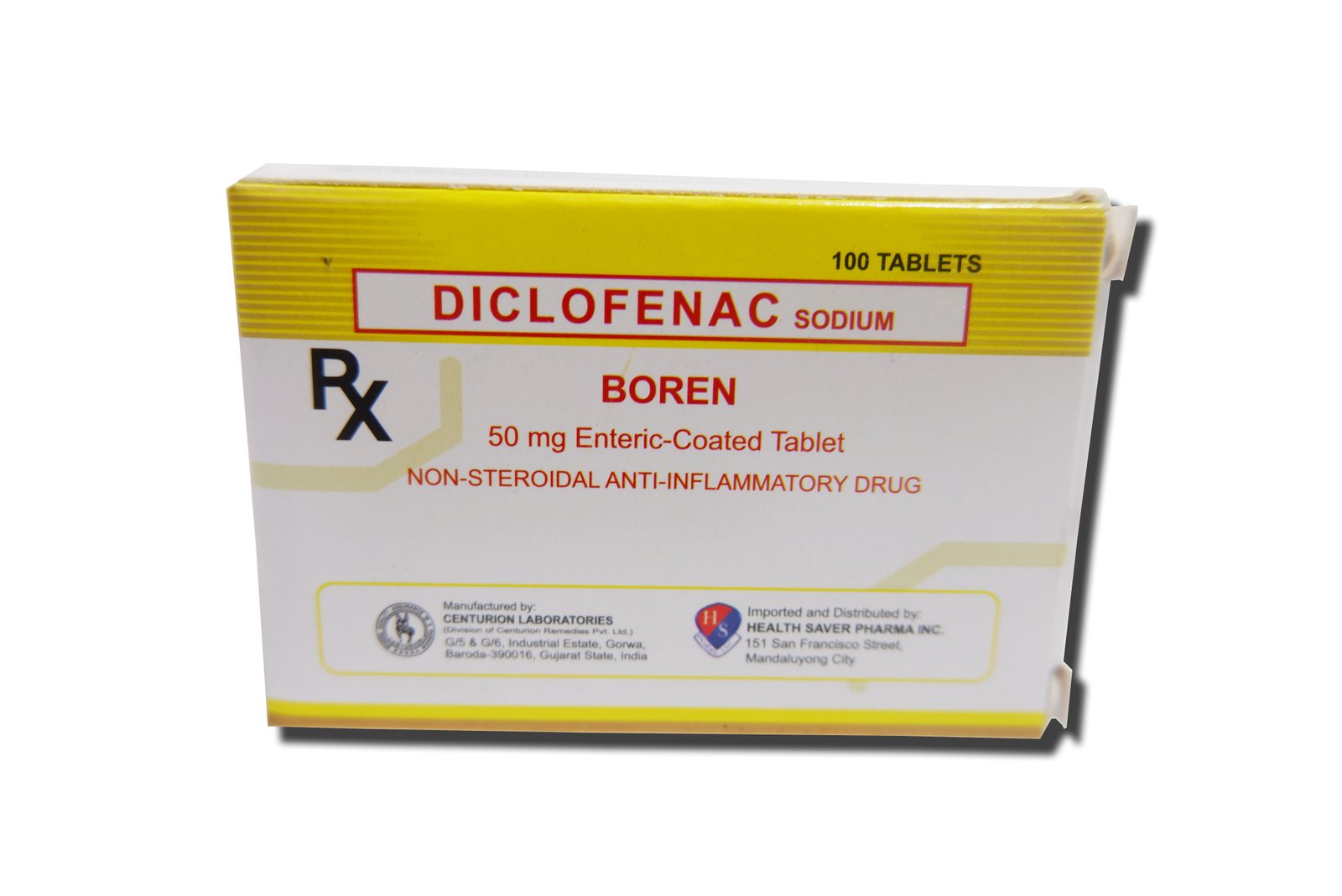 DICLOFENAC Sodium Boren 50mg 100 (Tabs)