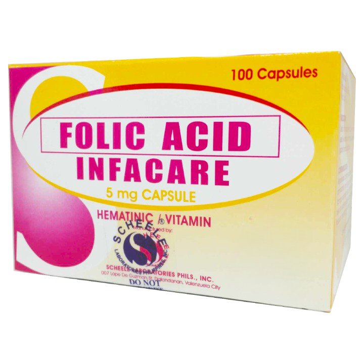 INFACARE Folic Acid 5mg - 1 Box x 100 (Caps)